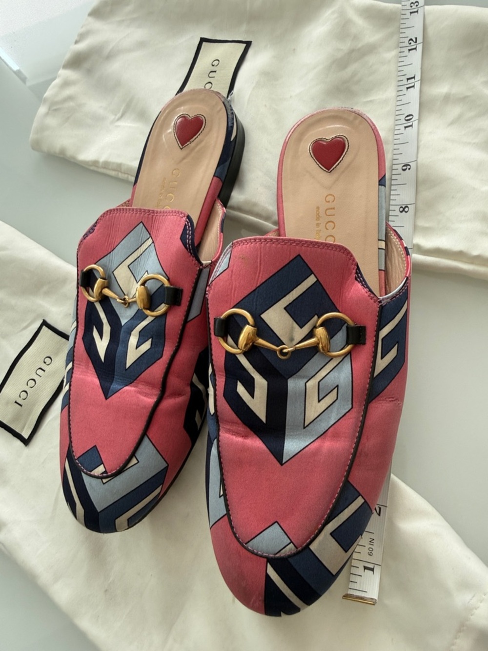 Gucci Pink Geometric Leather Horsebit Mule - Picture 2 of 3